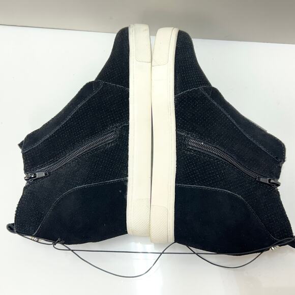 Steve Madden Flavy Wedge Heel Sneaker Shoes Suede Side Zipper Black Womens 9 - Picture 7 of 10